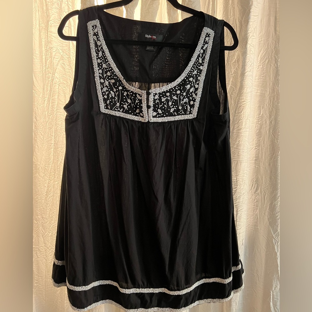 Black  top with beaded detail